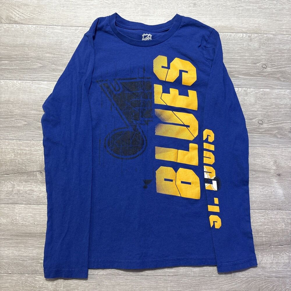 St. Louis Blues NHL Youth Long Sleeve Shirt Blue Size 14–16 Hockey Tee